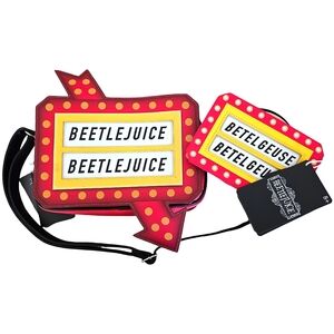 🪲 Loungefly Beetlejuice Glow in the Dark Crossbody Bag & Card Holder Set NWT